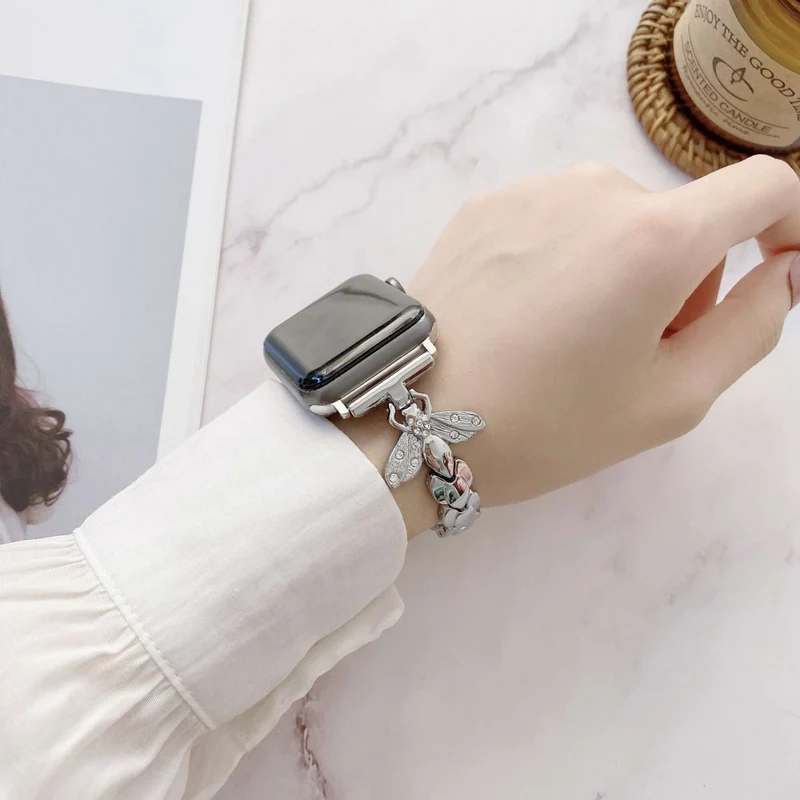 Bequem Apple Watch Series 7 41mm Metall und Strass armband