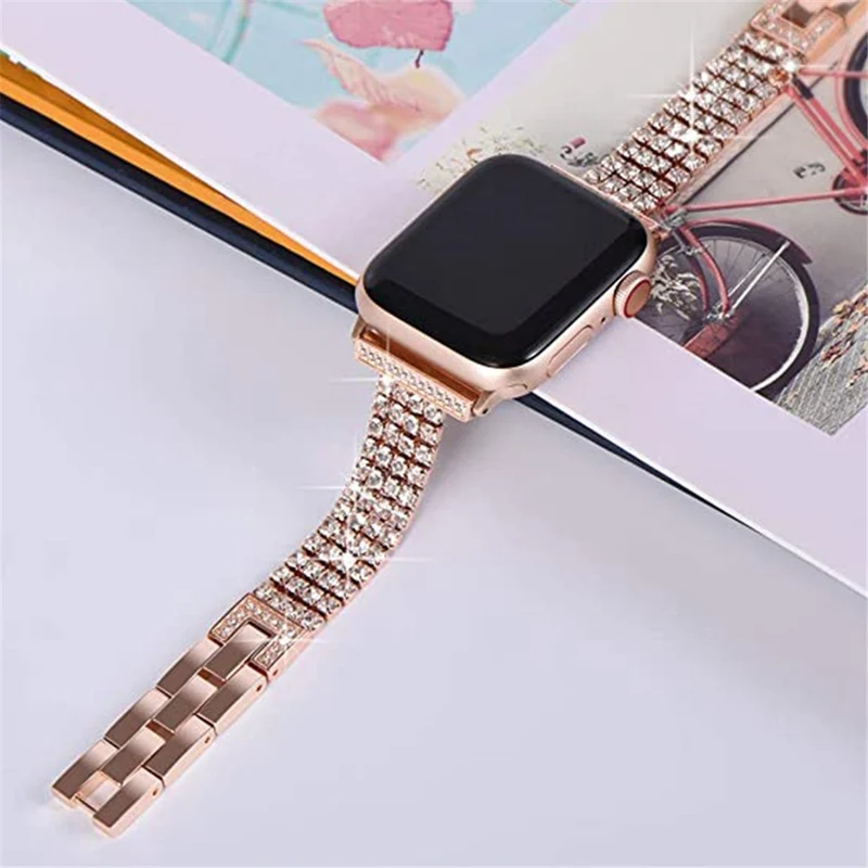 Reizend Apple Watch Series 7 41mm Metall und Strass armband