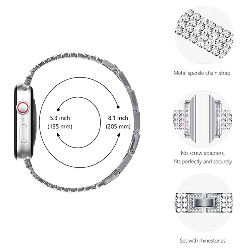 Reizend Apple Watch Series 7 41mm Metall und Strass armband