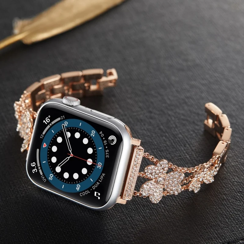Sehr gepflegt Universell Apple Metall und Strass armband