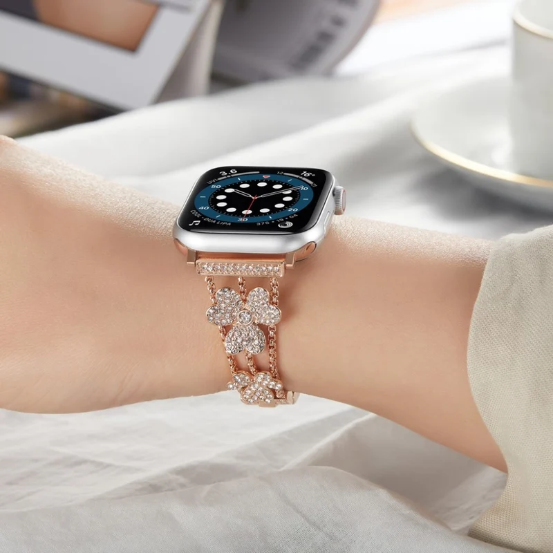 Sehr gepflegt Universell Apple Metall und Strass armband
