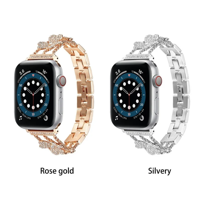 Sehr gepflegt Universell Apple Metall und Strass armband