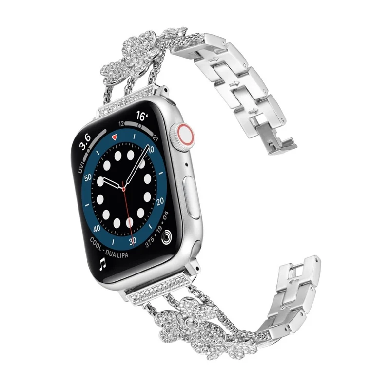 Sehr gepflegt Universell Apple Metall und Strass armband