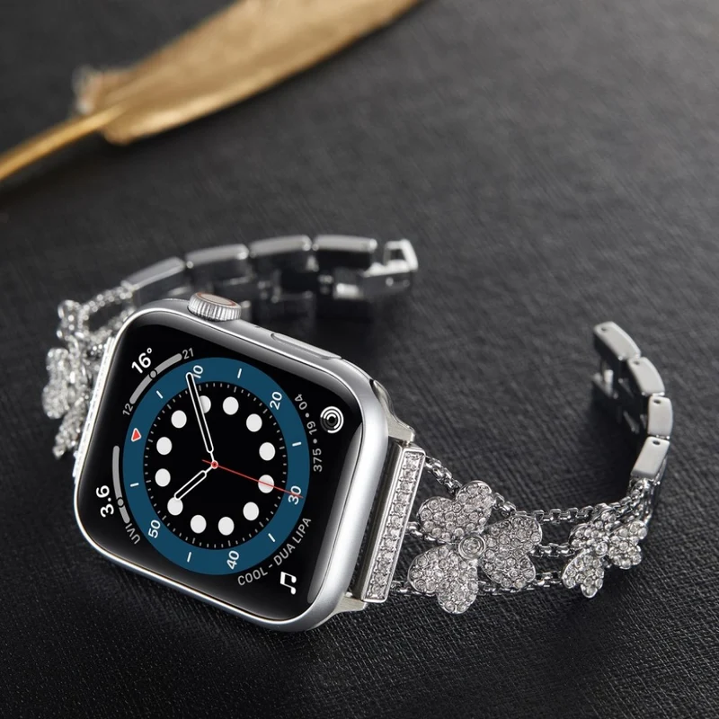 Sehr gepflegt Universell Apple Metall und Strass armband