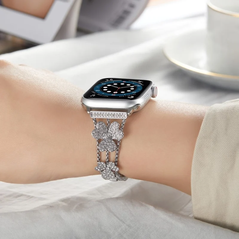 Sehr gepflegt Universell Apple Metall und Strass armband