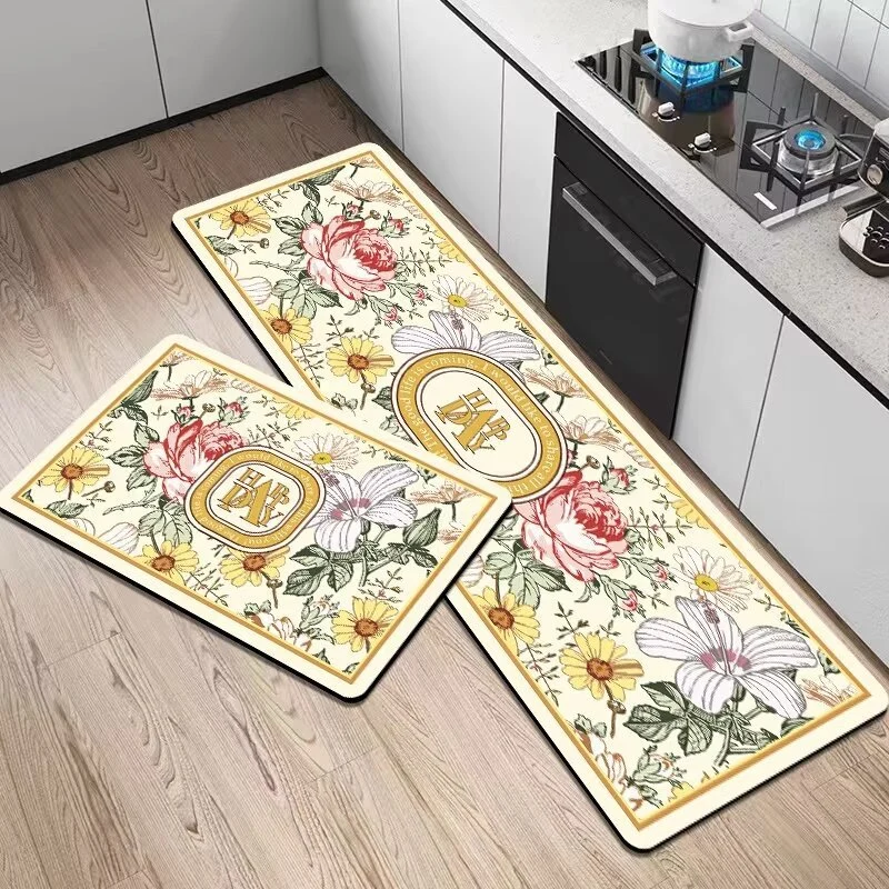 Künstlerisches Blumen-Küchenmatten-Set