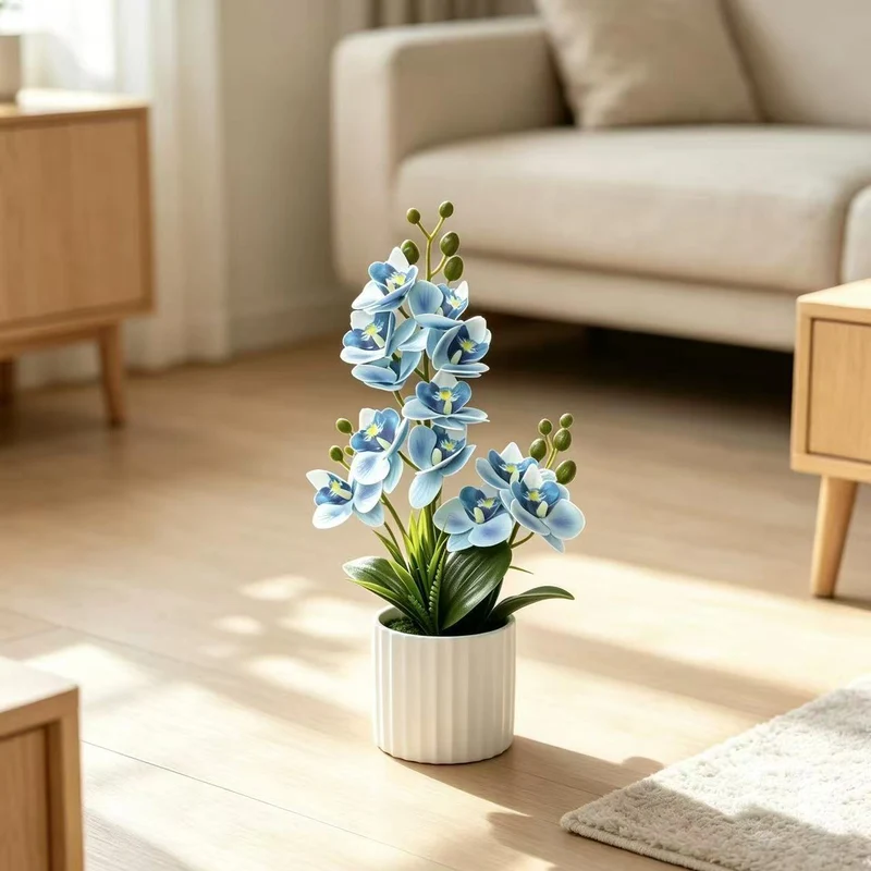 Realistische Indoor-Orchideenpflanzenanordnung