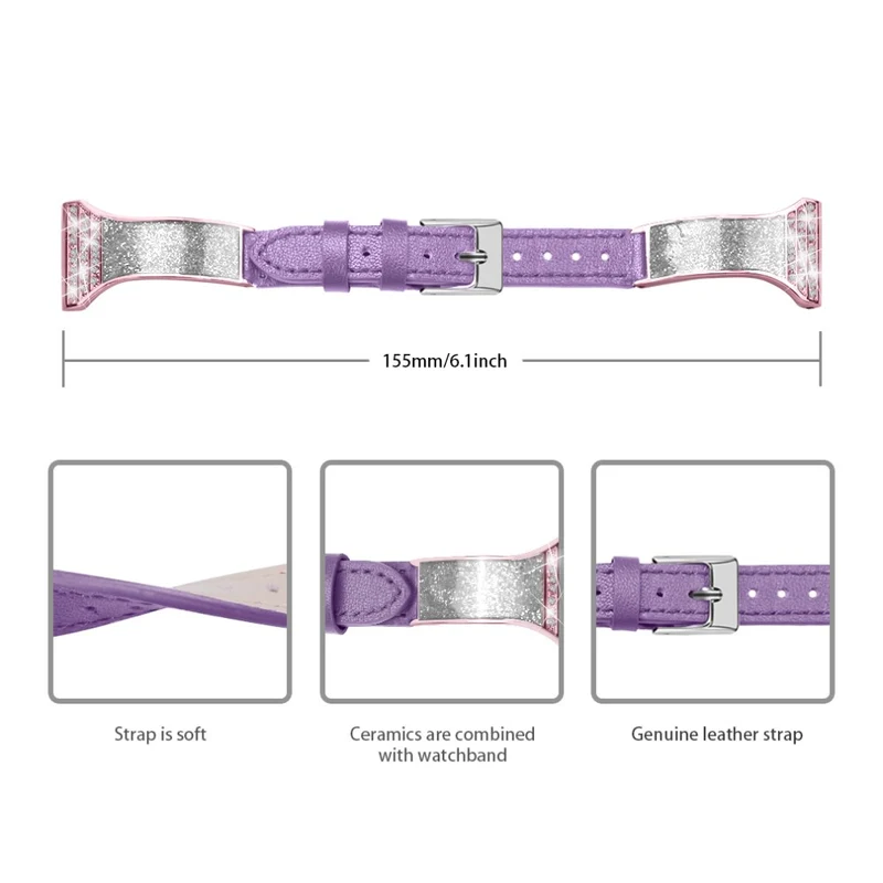 Haylou Solar LS05 / Xiaomi Mi Watch Color Echtes Leder und Strass armband