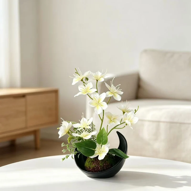 Lebensechte Blumenarrangements für die Innenausstellung