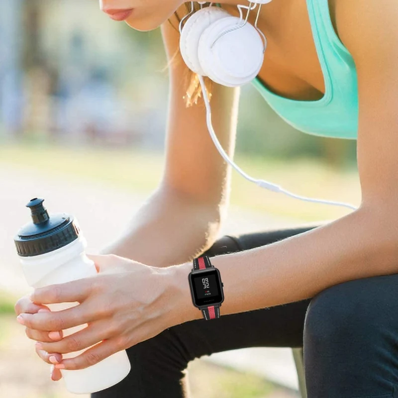 Schön Amazfit GTR 42mm / Amazfit Bip S Echtes Leder armband