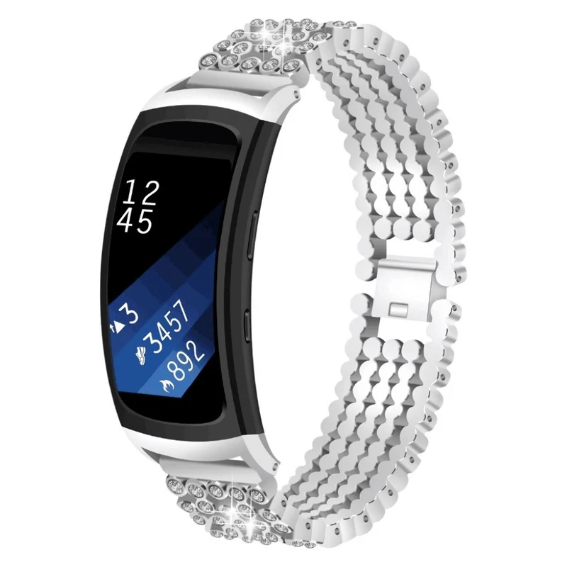 Mega haltbar Samsung Gear Fit2 Metall und Strass armband