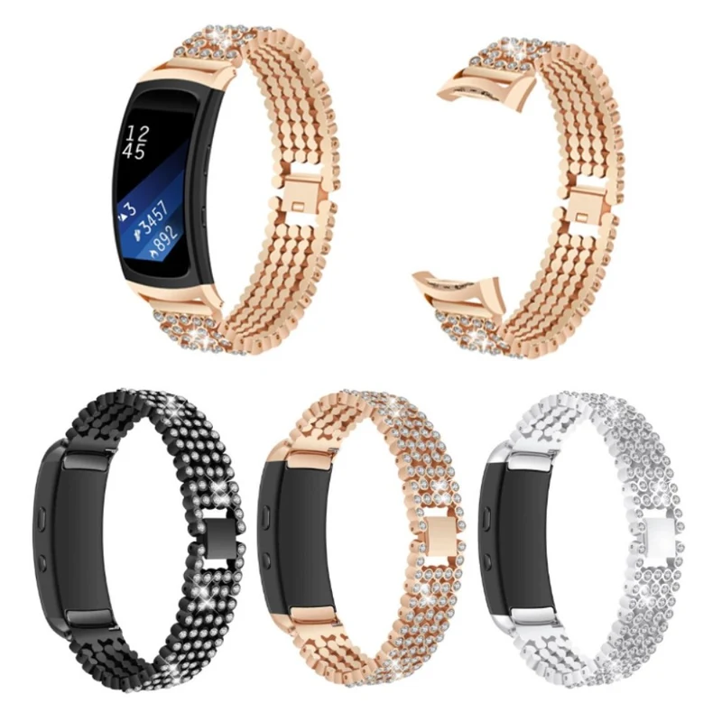 Mega haltbar Samsung Gear Fit2 Metall und Strass armband