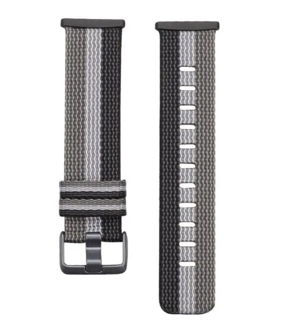 Fitbit Versa 3 gewebtes Nylon Schnallenband (Schwarz-Weiß-Grau)