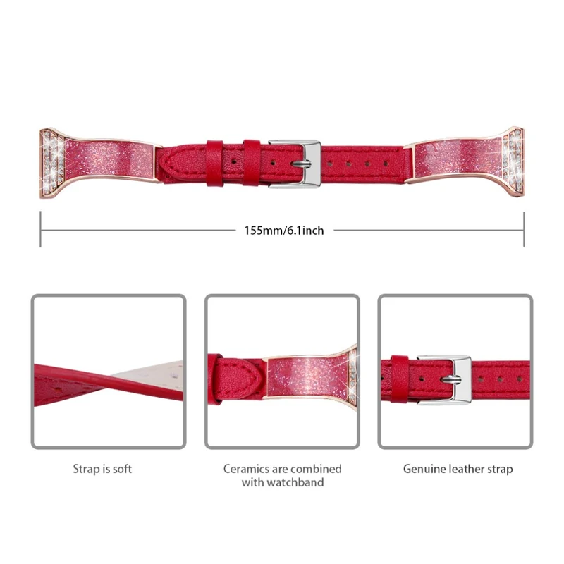 Süß Fossil Gen 5 Carlyle HR Echtes Leder und Strass armband