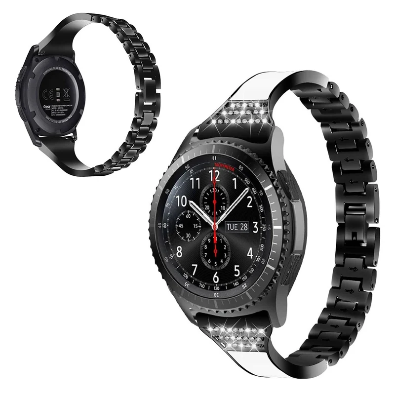 Samsung Gear S3 Frontier / Samsung Galaxy Watch (46mm) Metall und Strass armband