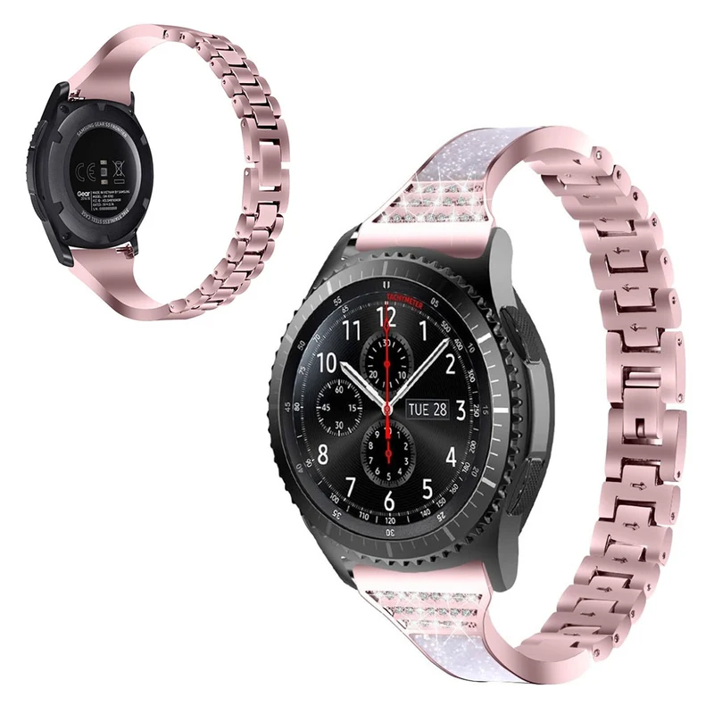 Samsung Gear S3 Frontier / Samsung Galaxy Watch (46mm) Metall und Strass armband