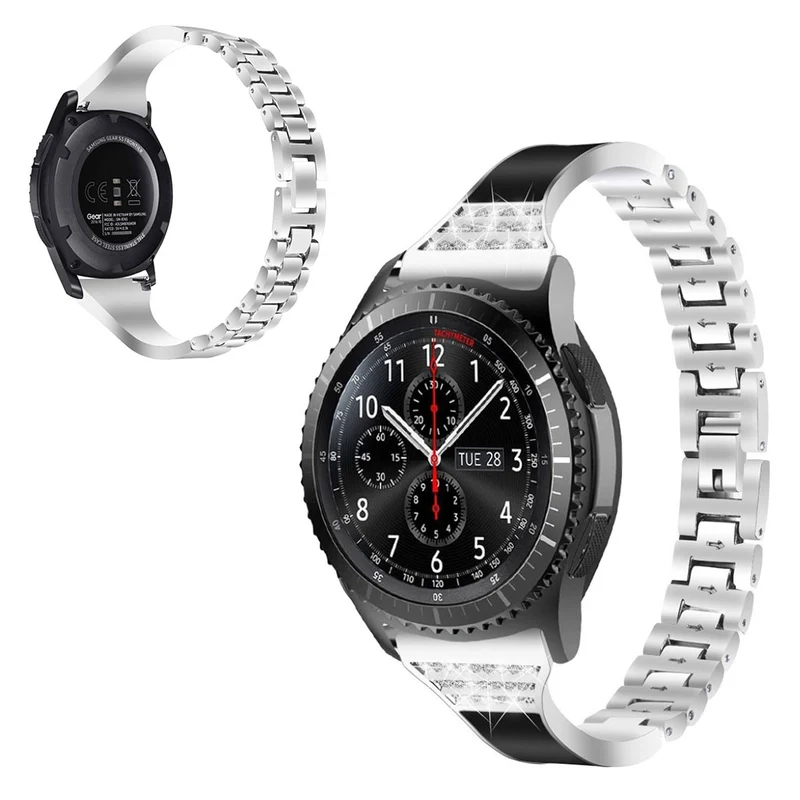 Samsung Gear S3 Frontier / Samsung Galaxy Watch (46mm) Metall und Strass armband