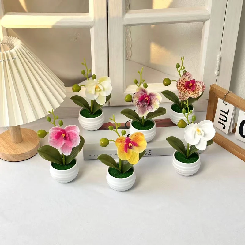 Lebensechte Orchideen Blumenkübel Dekoration
