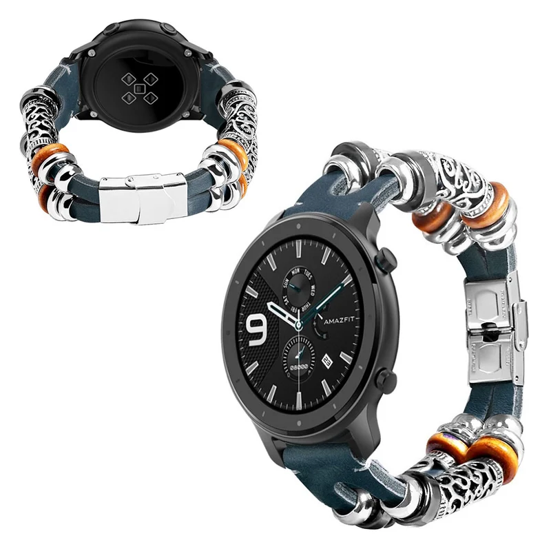 Sehr schön Amazfit GTR 42mm Echtes Leder und Metall armband