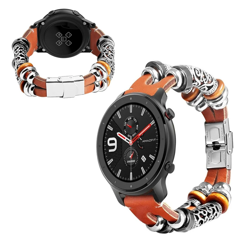 Sehr schön Amazfit GTR 42mm Echtes Leder und Metall armband