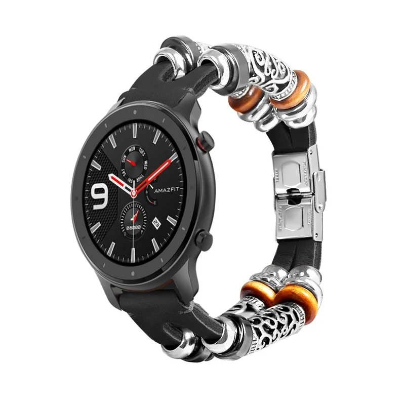 Sehr schön Amazfit GTR 42mm Echtes Leder und Metall armband