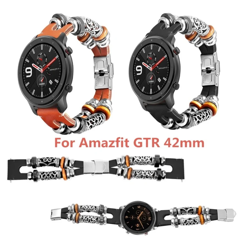 Sehr schön Amazfit GTR 42mm Echtes Leder und Metall armband