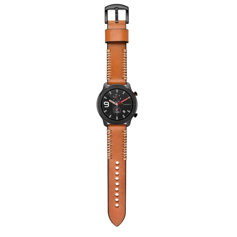 Modisch Amazfit GTR 47mm Echtes Leder armband