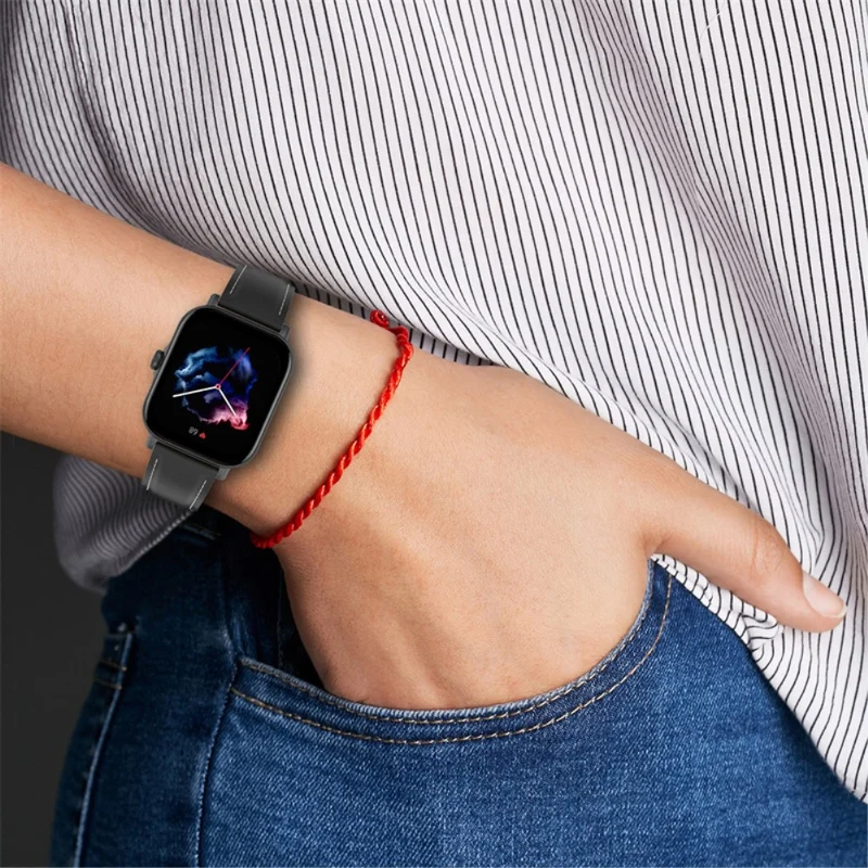 Mega gut Amazfit GTS 3 / Amazfit Bip U Echtes Leder armband