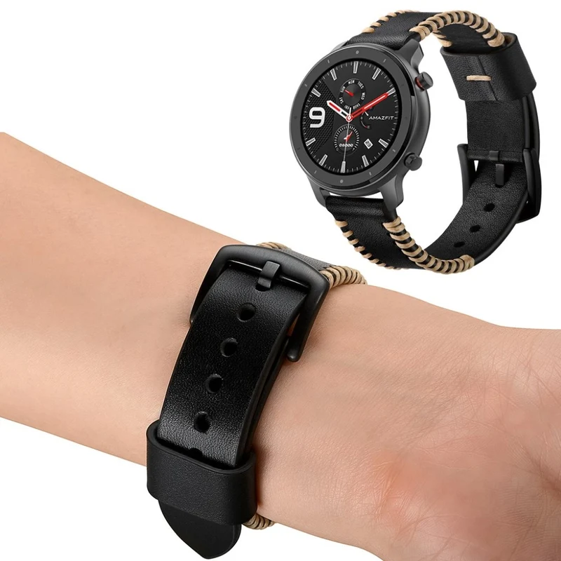 Sehr bequem Amazfit GTR 42mm Echtes Leder armband