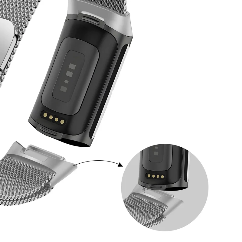 Bandz Fitbit Charge 6 Milanese Loop Armband (Silber)