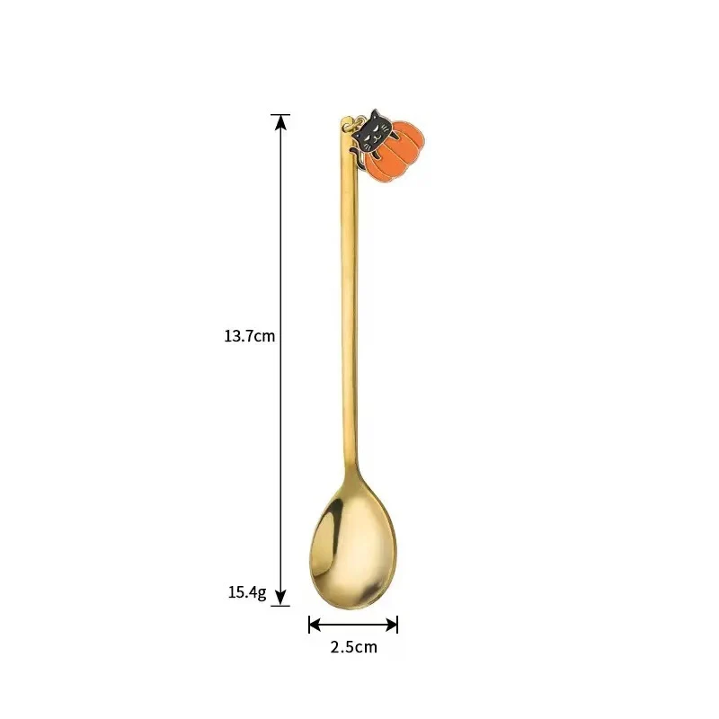 Langer Bar‑Löffel Cocktail‑Rührlöffel aus Edelstahl mit Halloween‑Geistmotiv