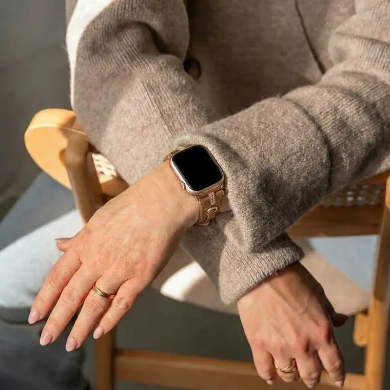 Bandz Apple Watch Lederarmband 'T-Belt' (Braun)