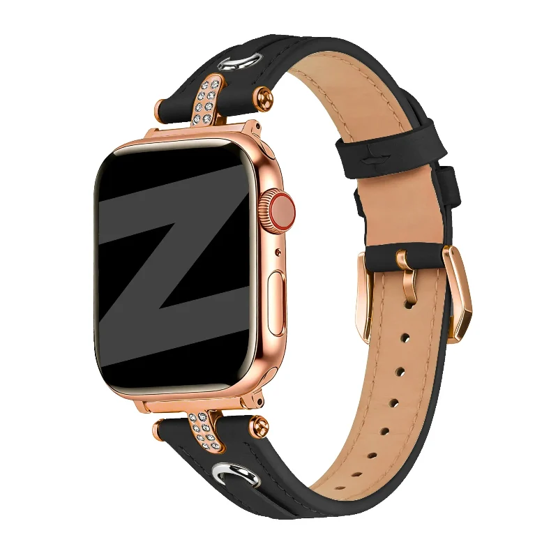 Bandz Apple Watch Lederarmband 'T-Belt' (Schwarz)