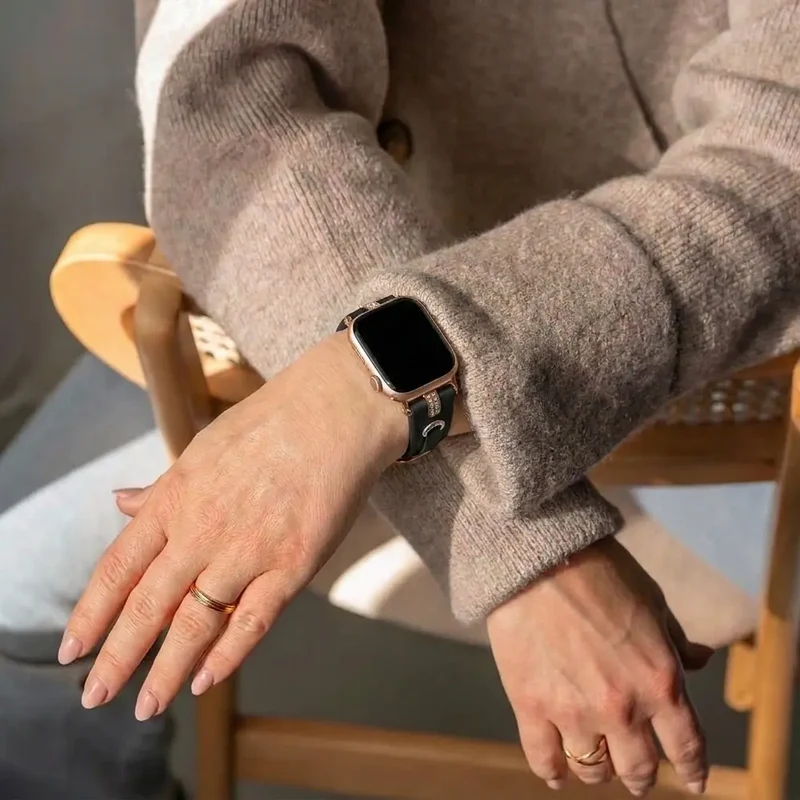 Bandz Apple Watch Lederarmband 'T-Belt' (Schwarz)