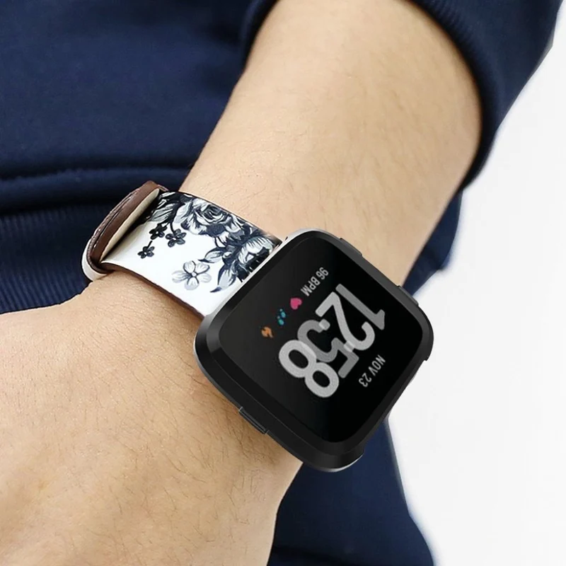 Reizend Fitbit Versa Echtes Leder armband