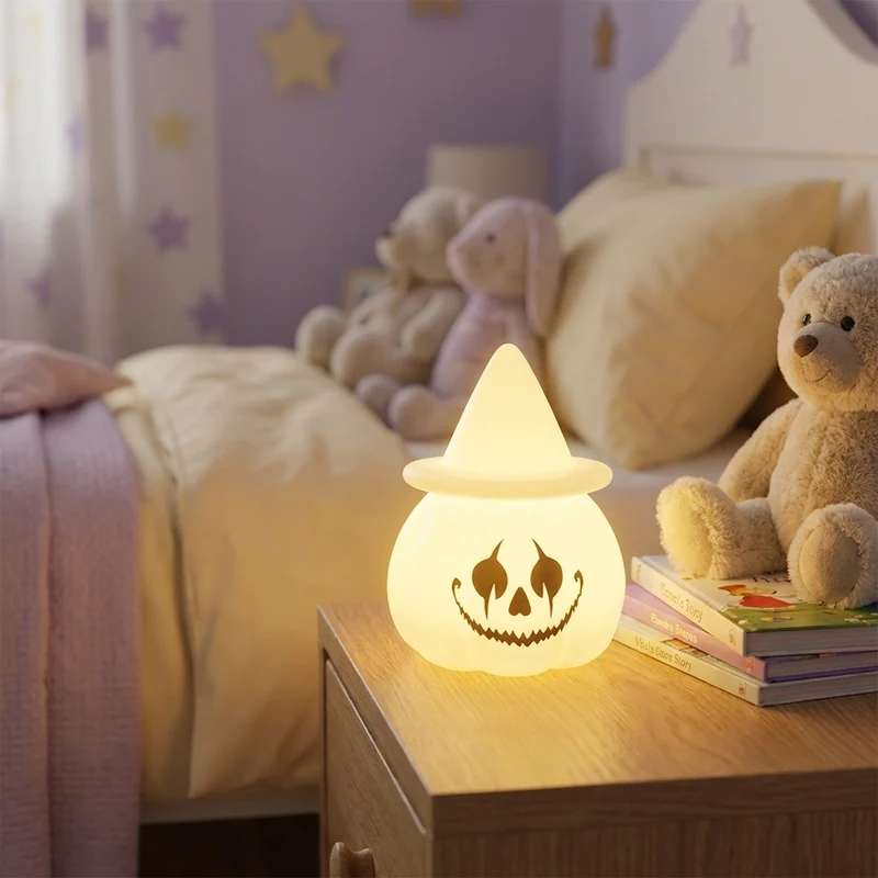 Halloween LED Kürbis-Stimmungslicht mit Hexenhut