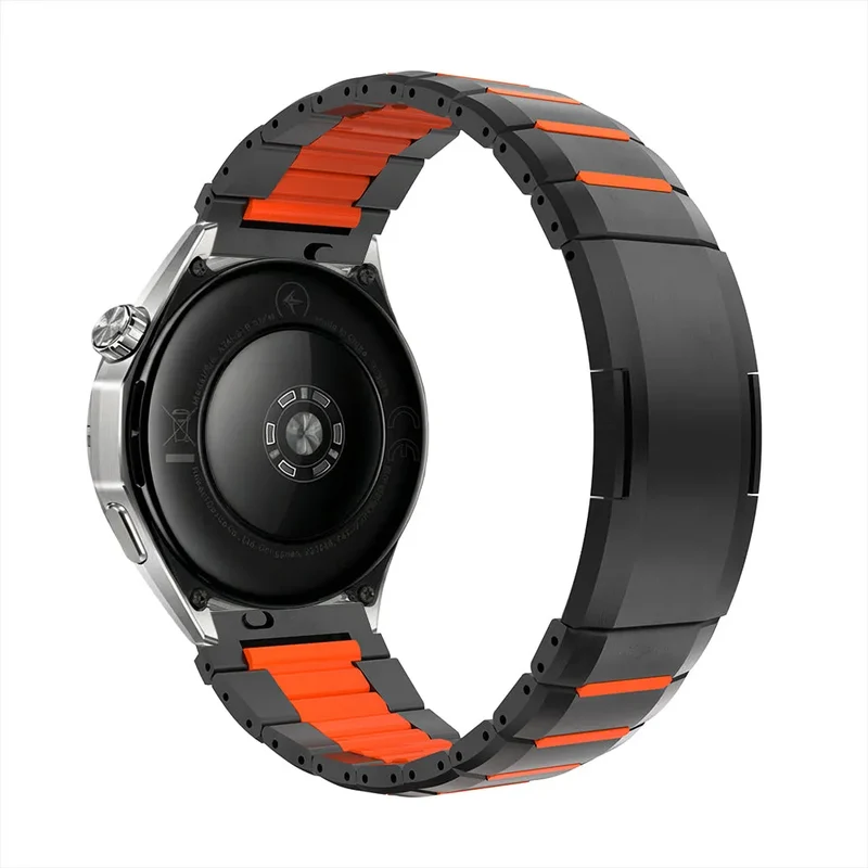 Amazfit Bip 6 'One Push' Stahl-Hybridarmband (Schwarz/Orange)