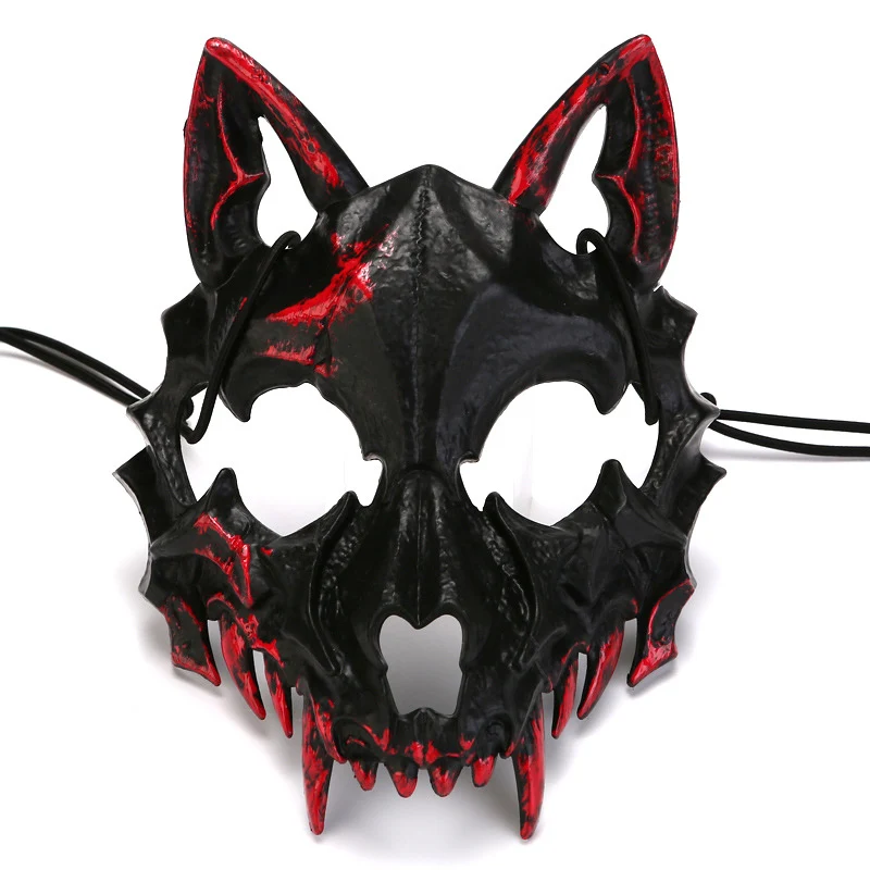 Halbgesichtsmaske mit fletschenden Vampirzähnen und verstellbarem Gummiband