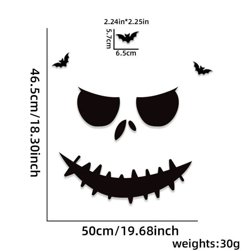 Großformatiger selbstklebender Wandsticker Grusel-Zombie mit Kürbis-Silhouette