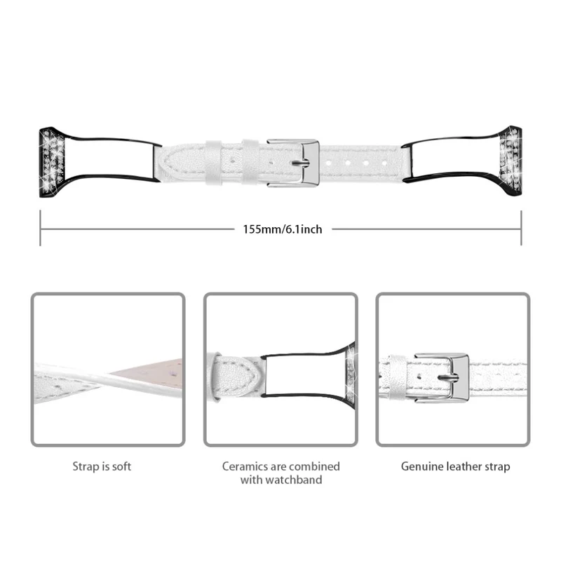 Exquisit Universell Huawei Echtes Leder und Strass armband