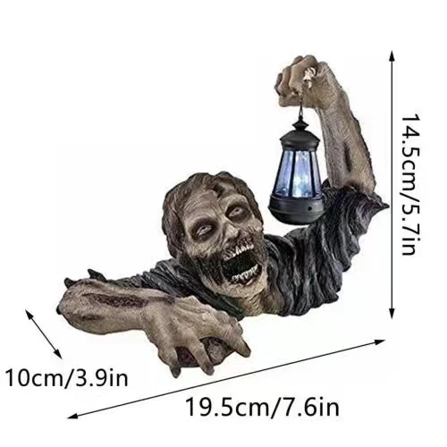 Realistische kriechende Zombie-Wanddekoration mit LED-Laterne und 3D-Relief