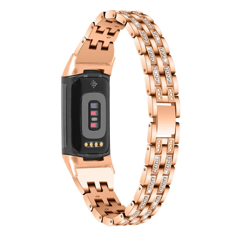 Auffallend schön Fitbit Charge 5 Metall und Strass armband