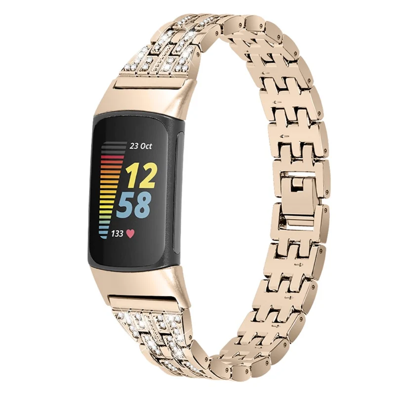 Auffallend schön Fitbit Charge 5 Metall und Strass armband