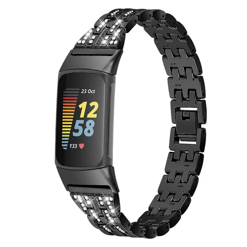 Auffallend schön Fitbit Charge 5 Metall und Strass armband