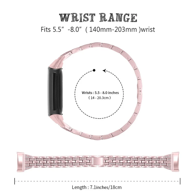 Auffallend schön Fitbit Charge 5 Metall und Strass armband