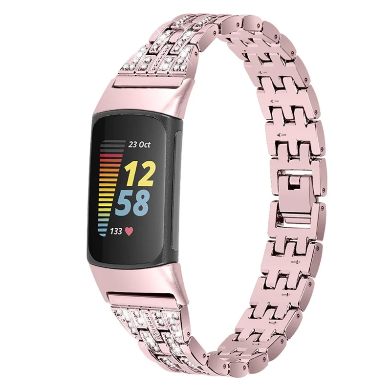Auffallend schön Fitbit Charge 5 Metall und Strass armband