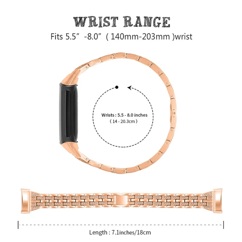Auffallend schön Fitbit Charge 5 Metall und Strass armband