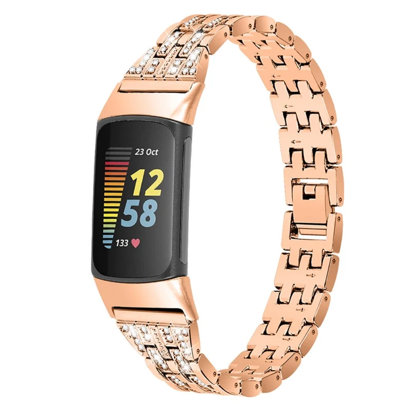 Auffallend schön Fitbit Charge 5 Metall und Strass armband