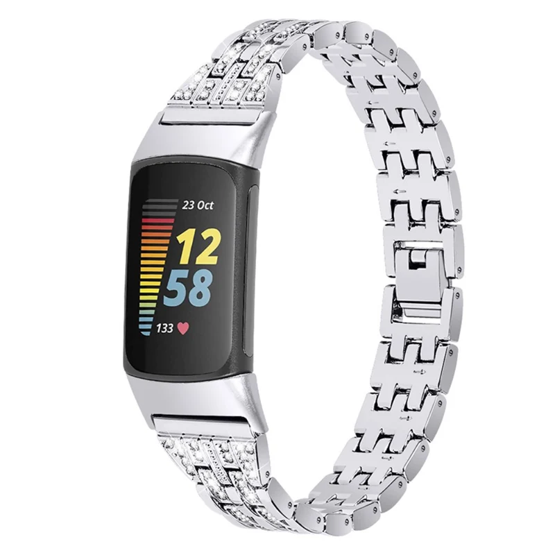 Auffallend schön Fitbit Charge 5 Metall und Strass armband
