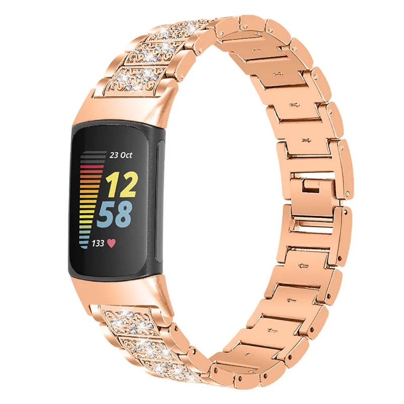 Dauerhaft Fitbit Charge 5 Metall und Strass armband